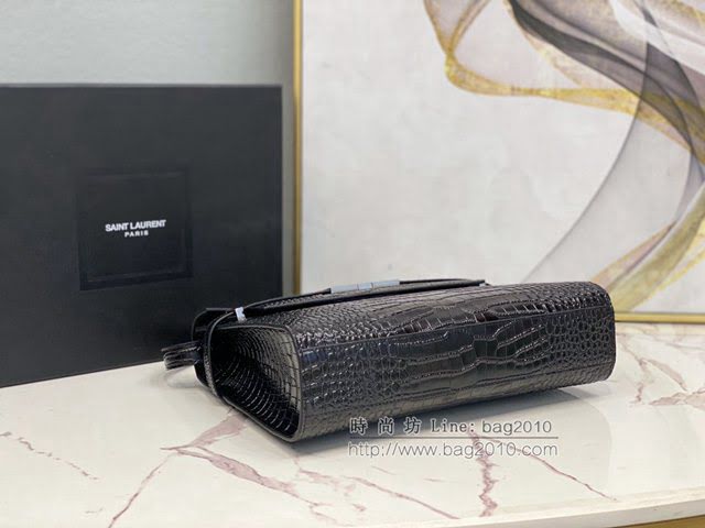 YSL爆款女士包包 聖羅蘭經典款Manhattan鱷魚紋牛皮法棍包 YSL肩背斜挎包 553742  jjh1113